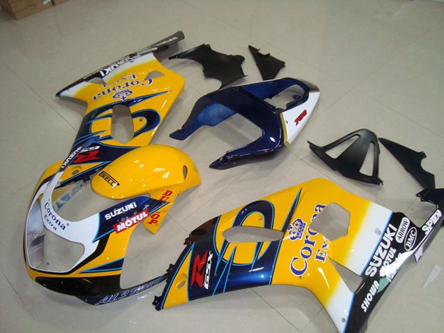 Venta Carenados Moto Suzuki GSXR 750 2001-2003 - Amarillo Blanco Azul Alstare Corona Extra Motul