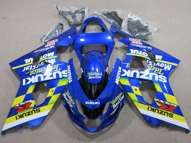 Venta Carenados Moto Suzuki GSXR 750 2004-2005 - Azul Neon Amarillo Telefumica MoviStar Motul