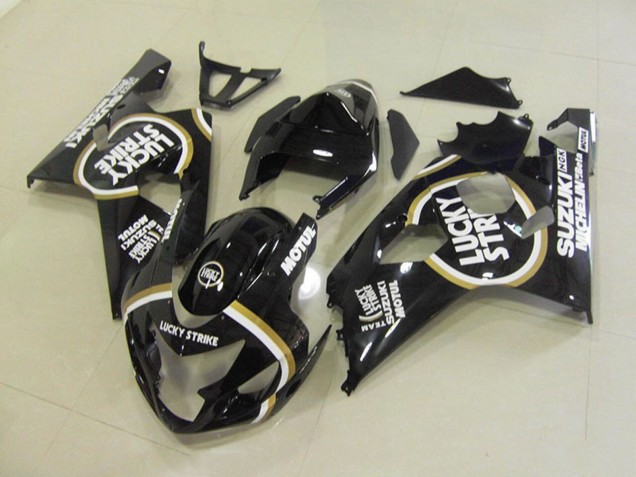 Venta Carenados Moto Suzuki GSXR 750 2004-2005 - Negro Brillante Blanco Lucky Strike Motul