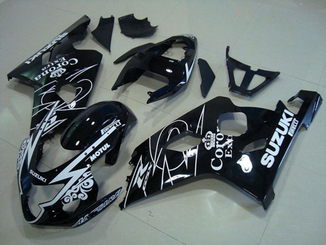 Venta Carenados Moto Suzuki GSXR 750 2004-2005 - Negro Brillante Blanco Corona Extra Motul