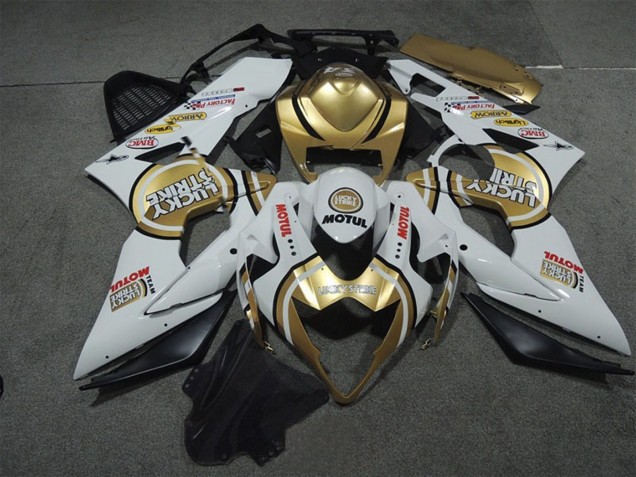 Venta Carenados Moto Suzuki GSXR 1000 2005-2006 - Blanco Oro Lucky Strike Motul