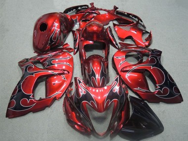 Venta Carenados Moto Suzuki GSXR 1300 Hayabusa 1996-2007 - Rojo Plata Negro Llama