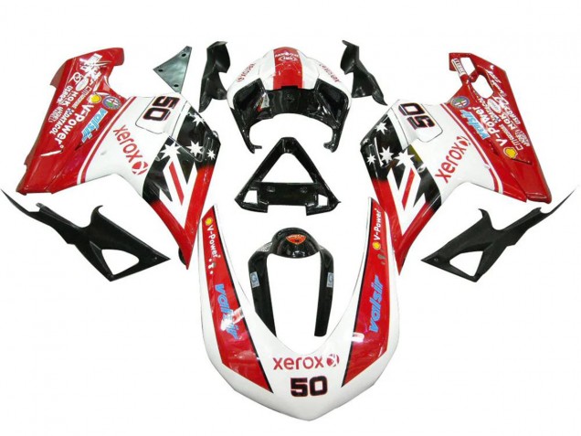 Venta Carenados Moto Ducati 848 1098 1198 2007-2014 - Blanco Rojo Negro Brillante Valsir Xerox 50